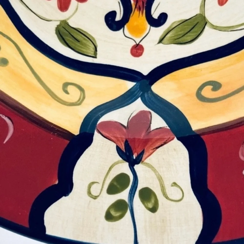 Vintage Pier 1 Lunch Salad 9 in Plates Vallarta Hand Painted Colorful Set of 4
